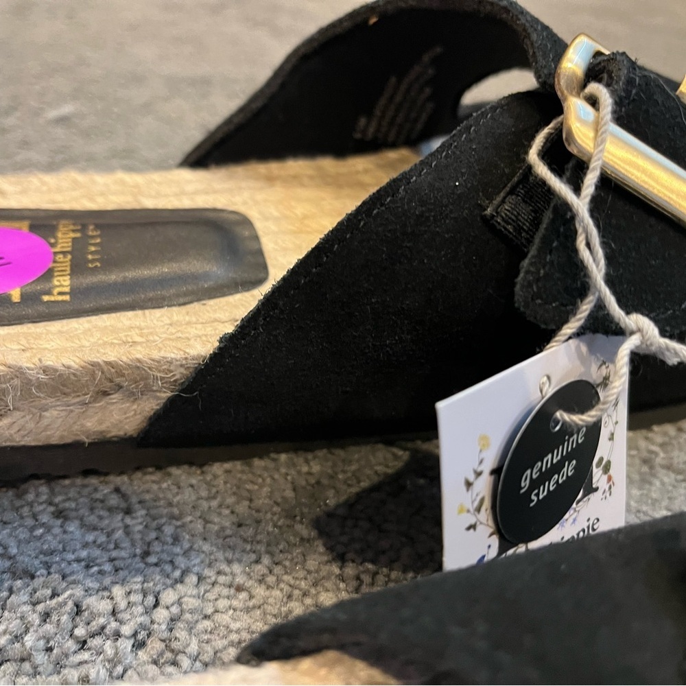 Haute Hippie Black Sandals with Gold Buckles NWT - Picture 12 of 13